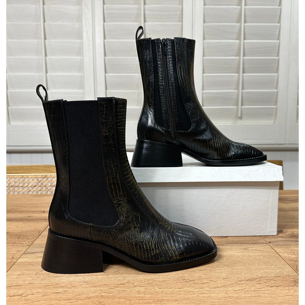 Jeffrey Campbell Womens Chelsea Boots Black Leather Sz 5.5 US 36 EU NIB Stylish